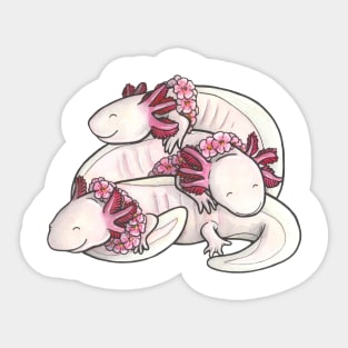 Sleeping axolotl pile Sticker